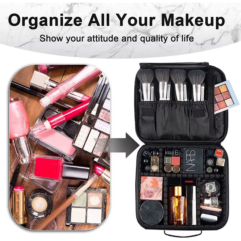 Portable Makeup Case Professional Box Estuche Para Maquillaje Makeup Organizer Bag Waterproof Women'S Cosmetic Bag for Travel